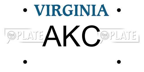 AKC Virginia License Plate