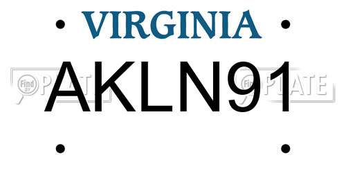 AKLN91 Virginia License Plate