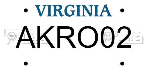 AKRO02 Virginia License Plate