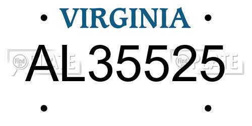 AL35525 Virginia License Plate