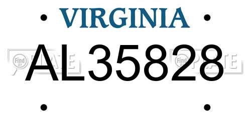 AL35828 Virginia License Plate