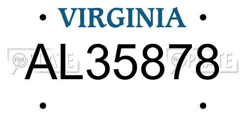 AL35878 Virginia License Plate