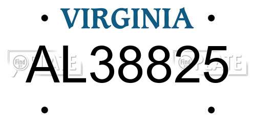 AL38825 Virginia License Plate