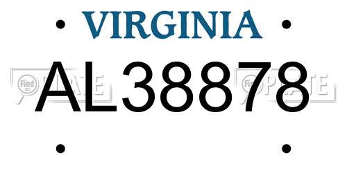 AL38878 Virginia License Plate