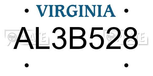 AL3B528 Virginia License Plate