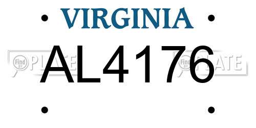 AL4176 Virginia License Plate