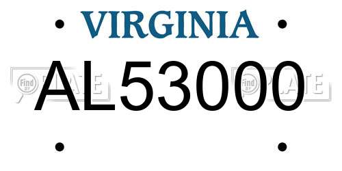 AL53000 Virginia License Plate