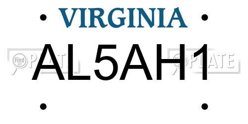 AL5AH1 Virginia License Plate