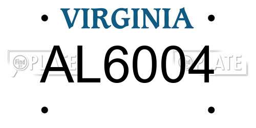 AL6004 Virginia License Plate
