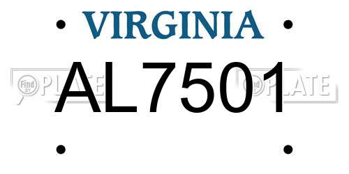 AL7501 Virginia License Plate