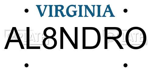 AL8NDRO Virginia License Plate