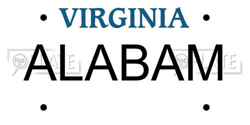 ALABAM Virginia License Plate
