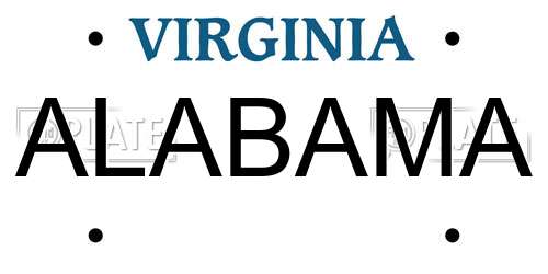 ALABAMA Virginia License Plate