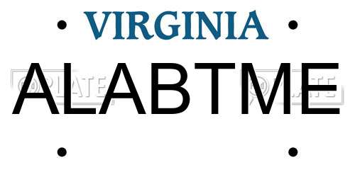 ALABTME Virginia License Plate