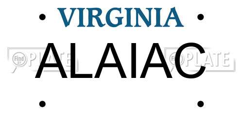 ALAIAC Virginia License Plate