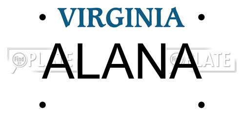 ALANA Virginia License Plate
