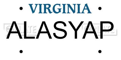 ALASYAP Virginia License Plate