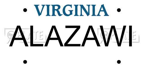 ALAZAWI Virginia License Plate