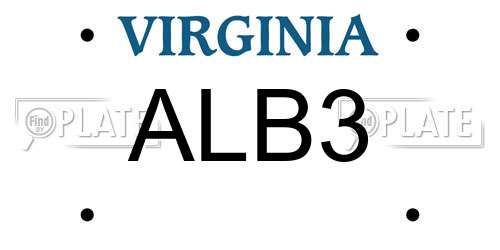ALB3 Virginia License Plate