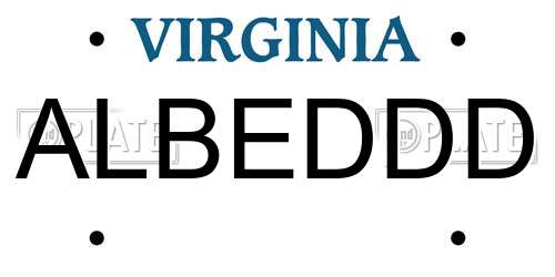 ALBEDDD Virginia License Plate