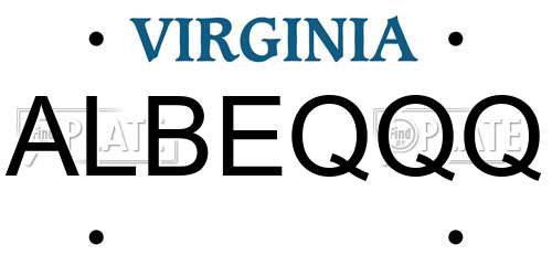 ALBEQQQ Virginia License Plate