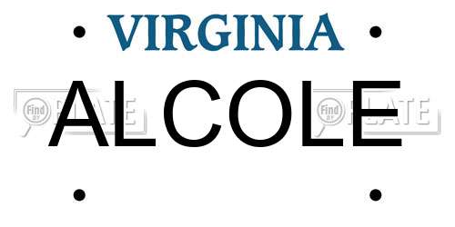 ALCOLE Virginia License Plate