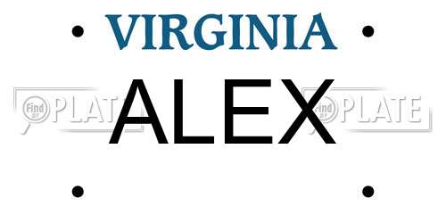 ALEX Virginia License Plate