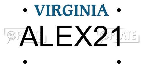 ALEX21 Virginia License Plate