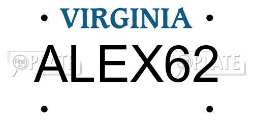 ALEX62 Virginia License Plate