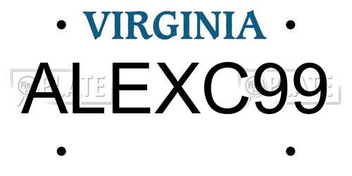ALEXC99 Virginia License Plate