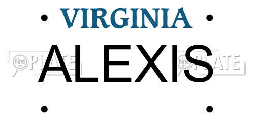 ALEXIS Virginia License Plate