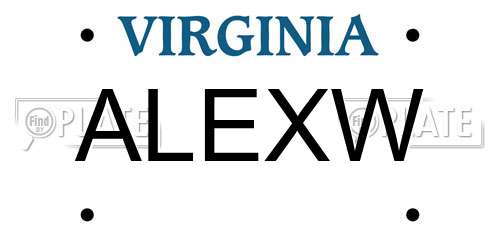 ALEXW Virginia License Plate