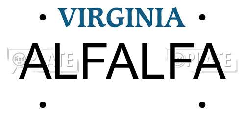 ALFALFA Virginia License Plate