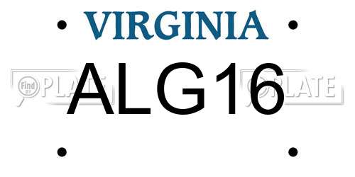 ALG16 Virginia License Plate