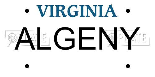 ALGENY Virginia License Plate