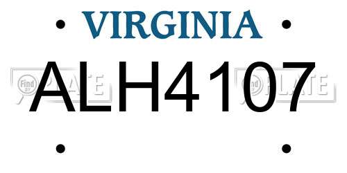 ALH4107 Virginia License Plate