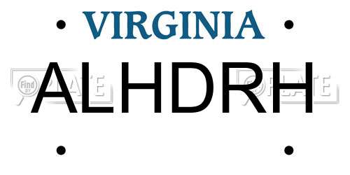 ALHDRH Virginia License Plate