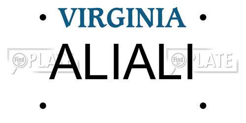 ALIALI Virginia License Plate