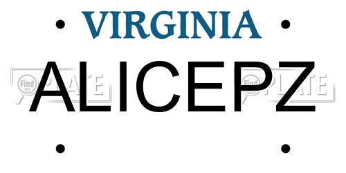 ALICEPZ Virginia License Plate