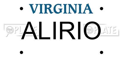 ALIRIO Virginia License Plate