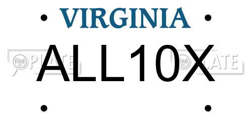 ALL10X Virginia License Plate