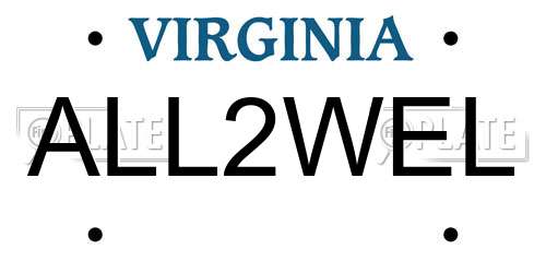 ALL2WEL Virginia License Plate