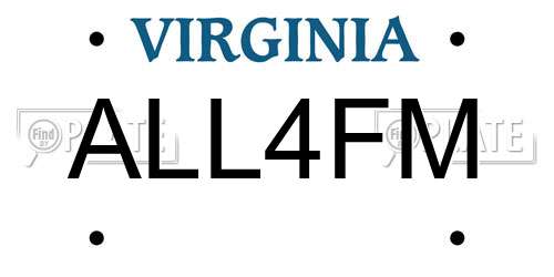 ALL4FM Virginia License Plate