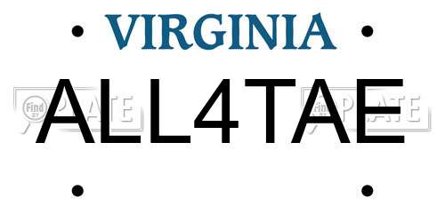 ALL4TAE Virginia License Plate