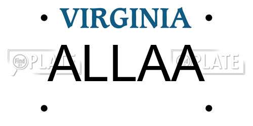 ALLAA Virginia License Plate