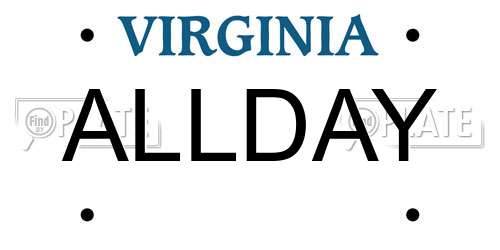 ALLDAY Virginia License Plate