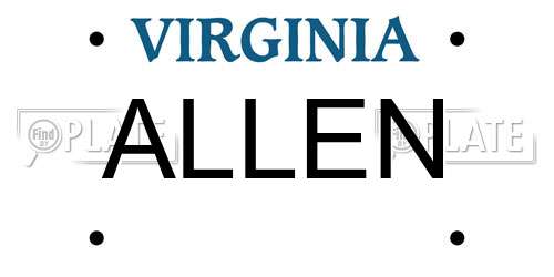 ALLEN Virginia License Plate