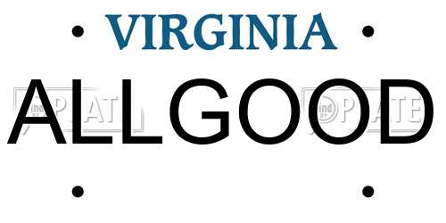ALLGOOD Virginia License Plate