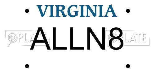 ALLN8 Virginia License Plate