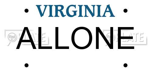 ALLONE Virginia License Plate
